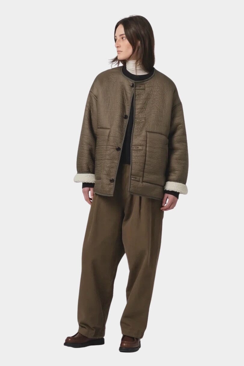 Girls Of Dust | Solar Reversible Jacket - Fossil/Off White - YUCCA Jacket & Coats, women’s clothing website.