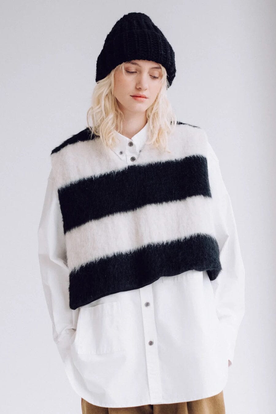 Girls Of Dust | Vee Vest In Mohair Stripes - SHOP YUCCA Coats & Jackets GIRLS OF DUST - YUCCA 