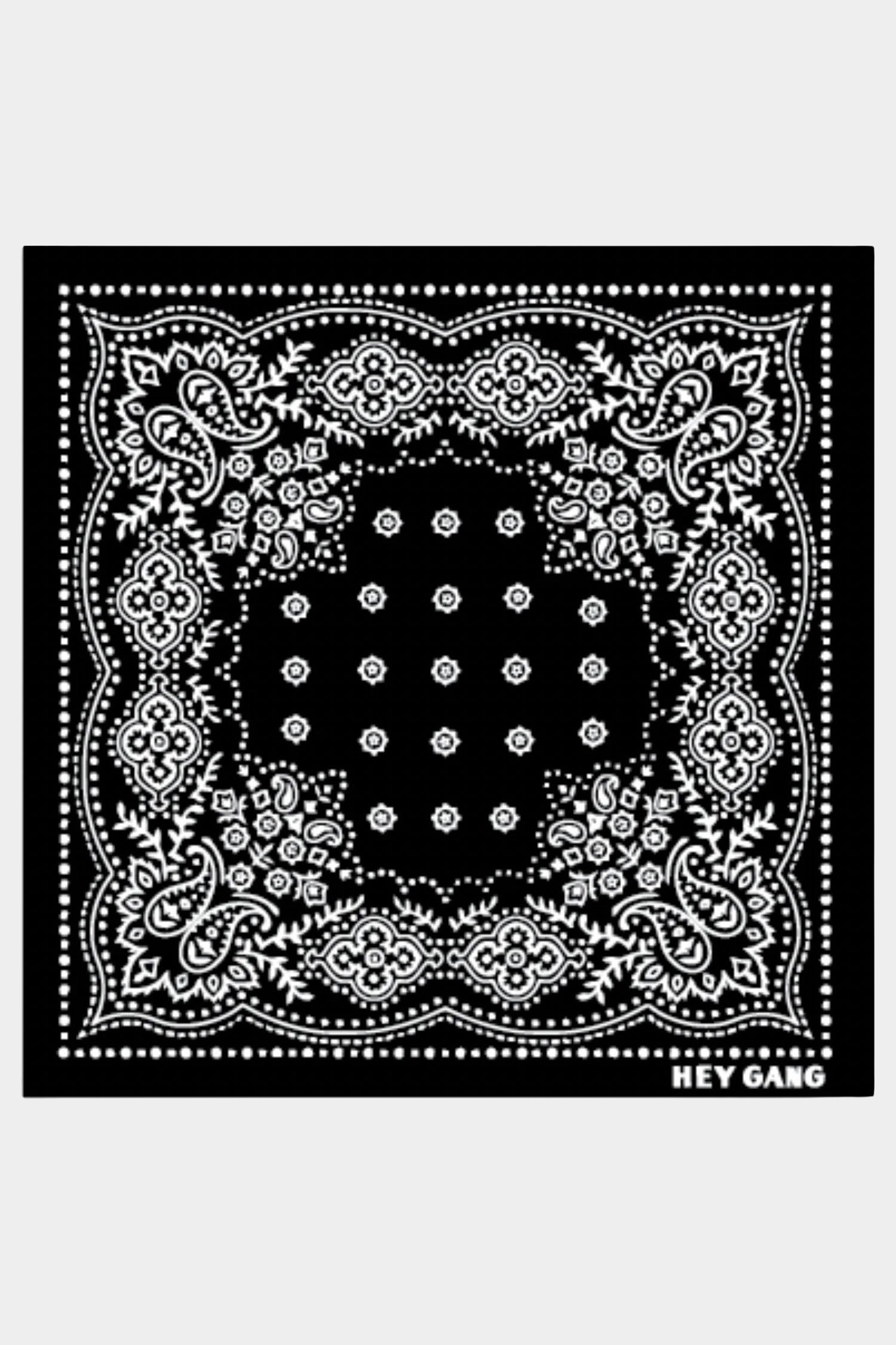 Hey Gang - Bandana - Black - YUCCA, artistic accessories, boutique near me, shop local denver.