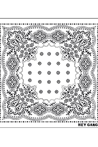 Hey Gang - HG Bandana - White - YUCCA, artistic accessories, boutique near me, shop local denver.