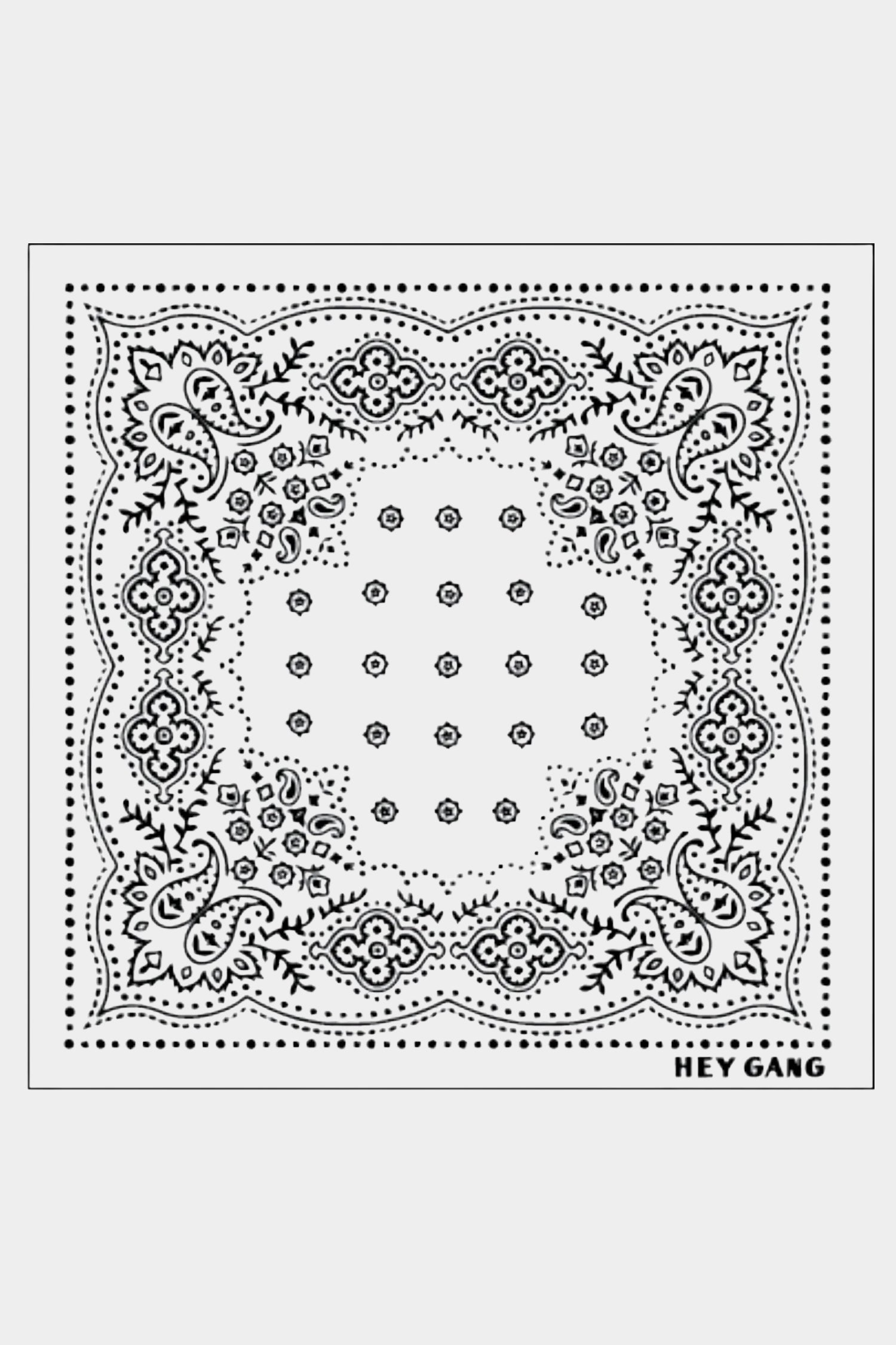 Hey Gang - HG Bandana - White - YUCCA, artistic accessories, boutique near me, shop local denver.