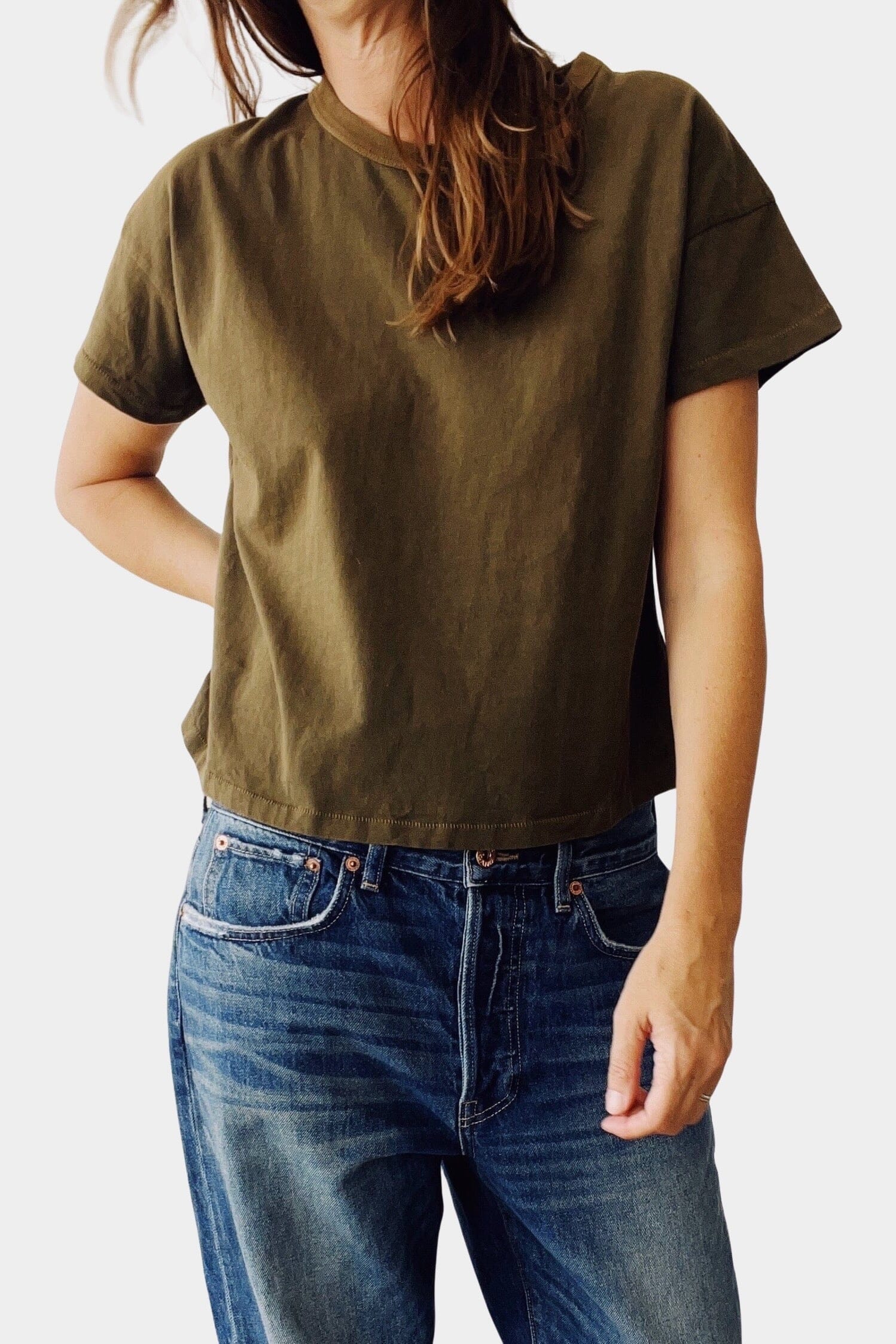 HEY GANG | The Boxy Tee - Olive - SHOP YUCCA Tops & Tees HEY GANG - YUCCA, Yucca store Denver, women’s clothing boutique near me, high quality capsule wardrobe, boutiques near me, women’s high quality top.