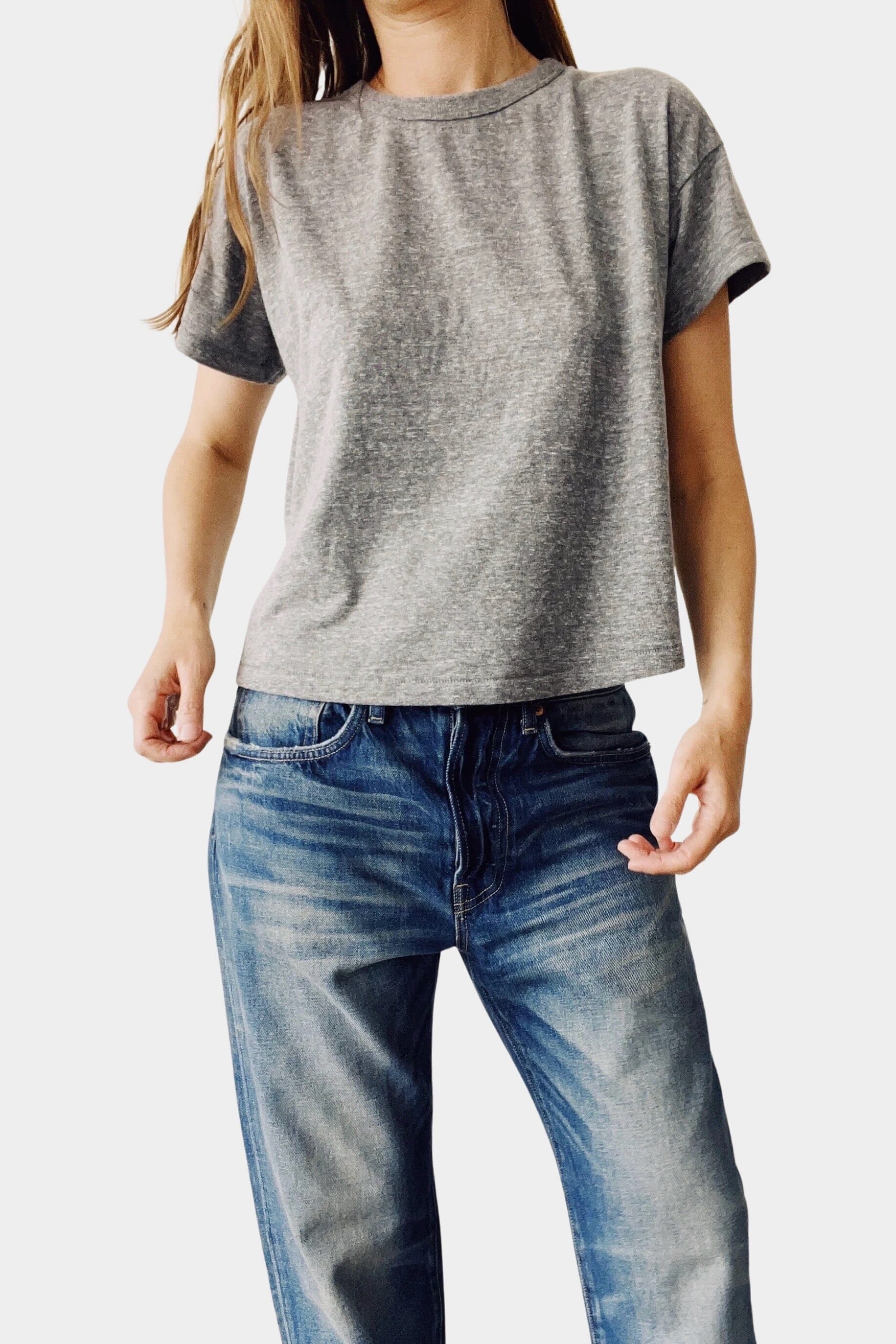 HEY GANG | The Boxy Tee - P.E. Grey - SHOP YUCCA Tops & Tees HEY GANG - YUCCA, Yucca store Denver, women’s clothing boutique near me, high quality capsule wardrobe, boutiques near me, women’s high quality top.