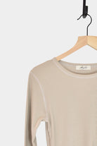 Ichi Antiquites - Cotton Ribbed Pullover - Mocha - Tops & Tees - YUCCA, ageless fashion, Japanese clothing for women.