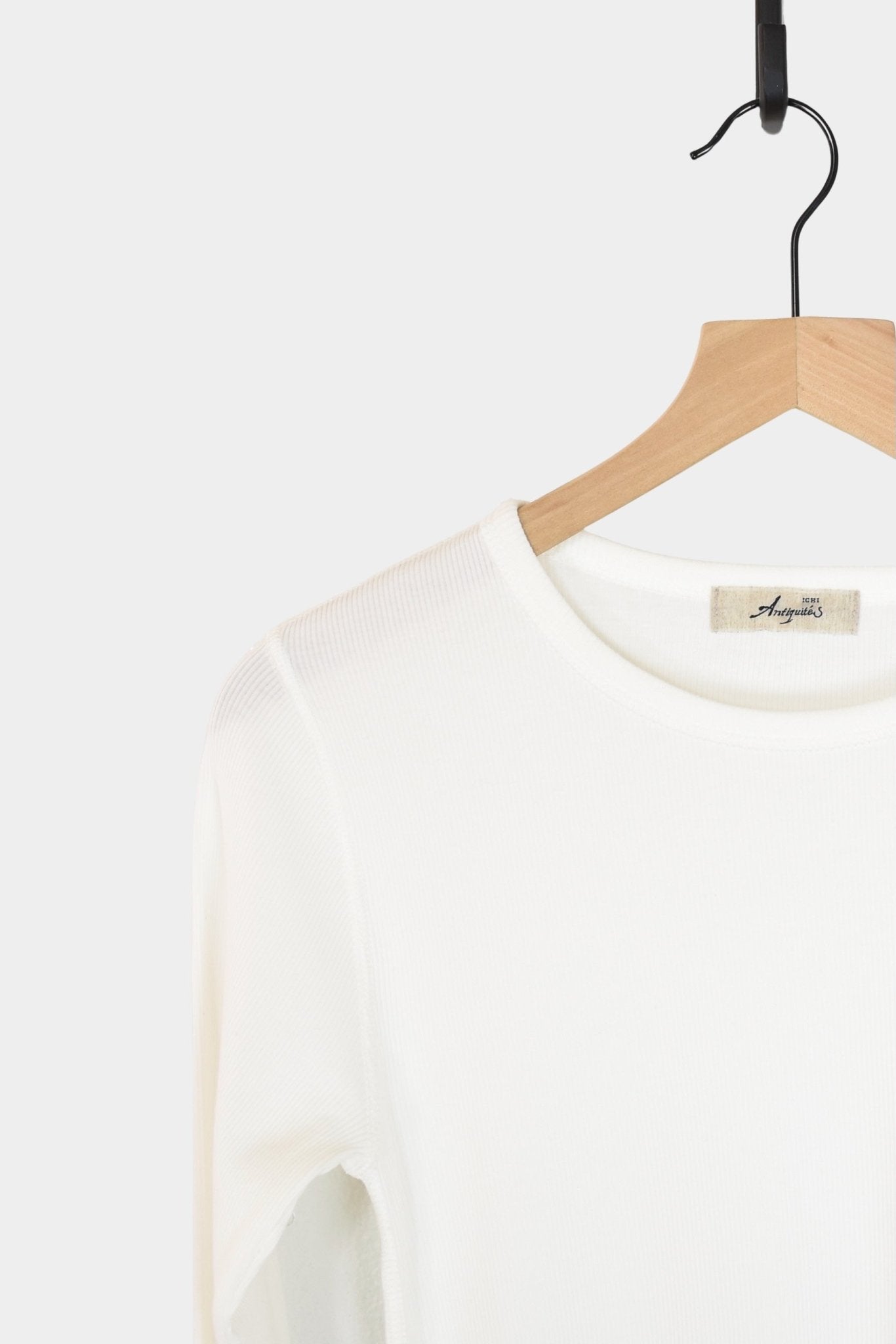Ichi Antiquites - Cotton Ribbed Pullover - White - Tops & Tees - YUCCA, ageless fashion, Japanese clothing for women.