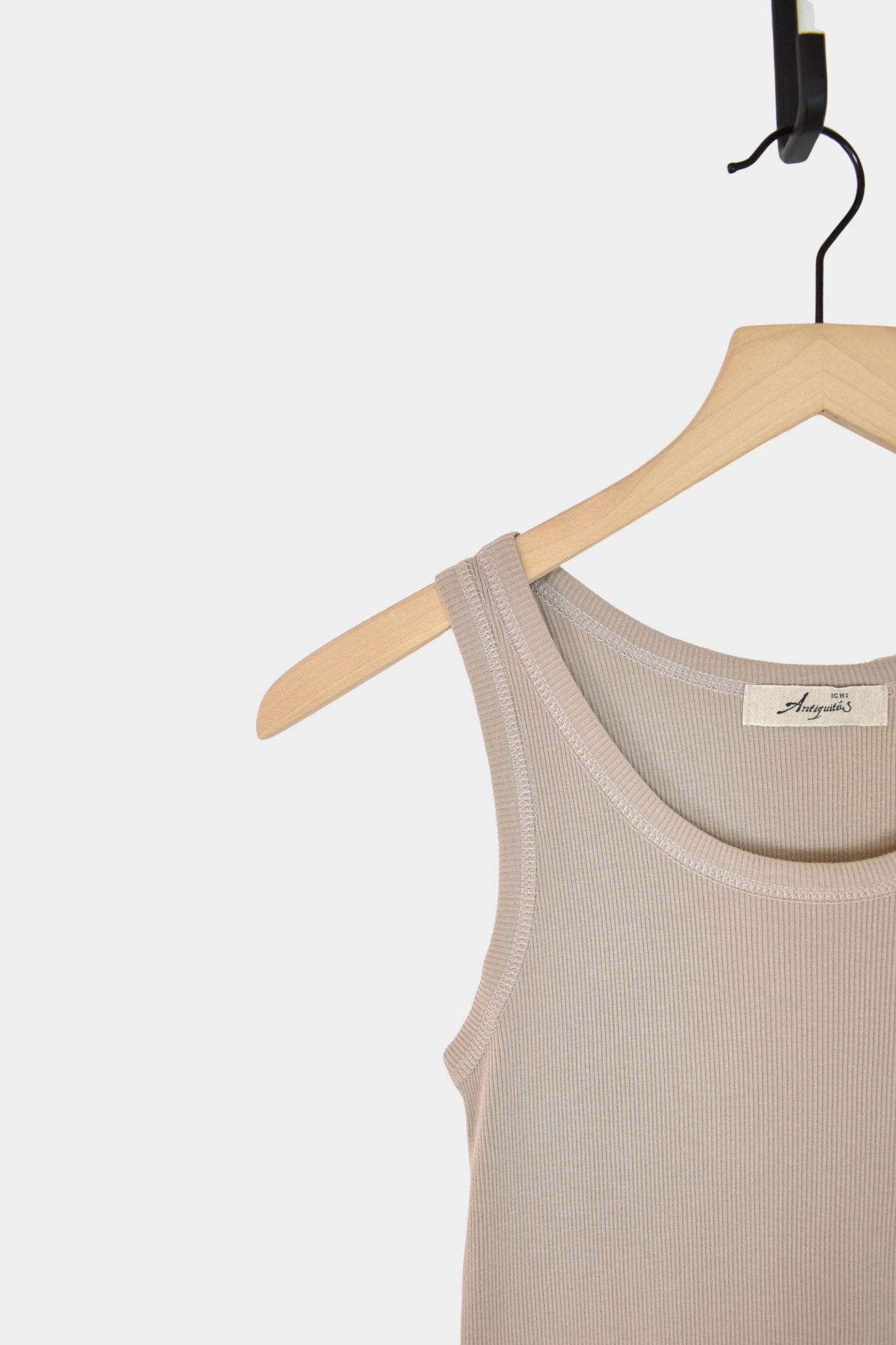 Ichi Antiquites - Cotton Tank Top - Mocha - Tops & Tees - YUCCA, boutiques denver, elevated basics.