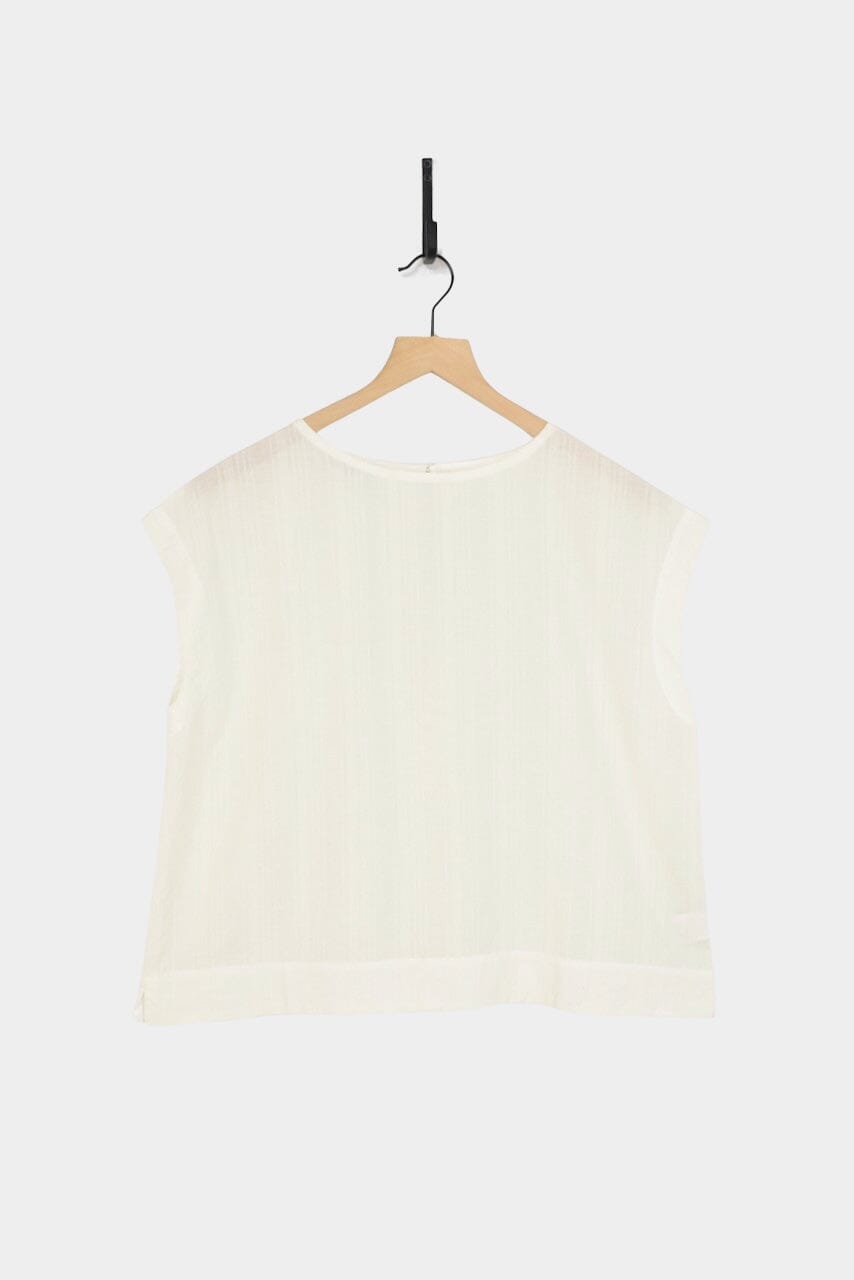 Ichi Antiquités - Dobby Stripes Pullover Blouse - Natural - Shirts & Tops - YUCCA,  women’s high quality tops.