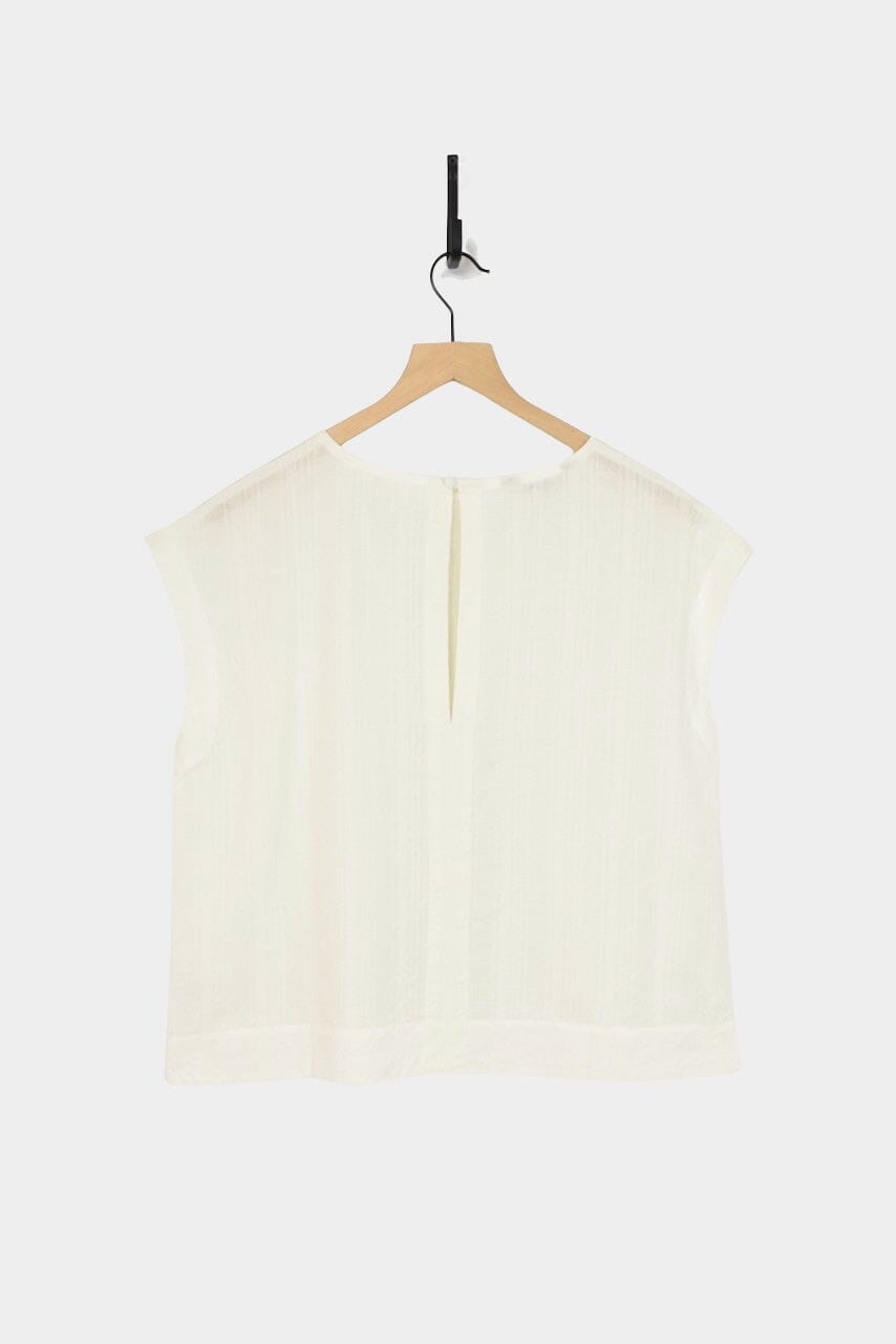 Ichi Antiquités - Dobby Stripes Pullover Blouse - Natural - Shirts & Tops - YUCCA,  women’s high quality tops.