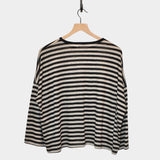 Knit Linen Pullover, Black Stripe