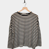 Knit Linen Pullover, Black Stripe