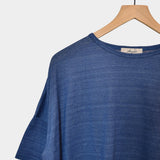 Short Sleeve Knit Linen Pullover, Blue