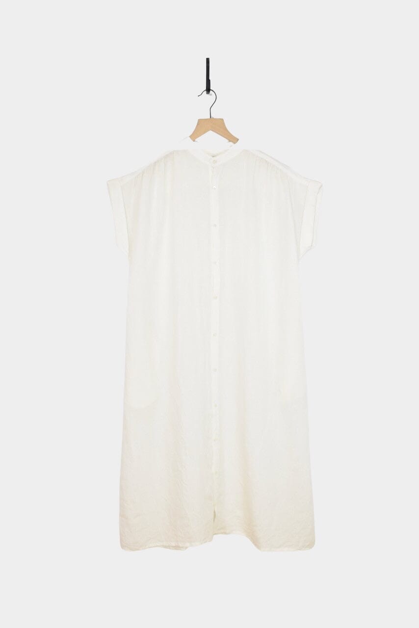 Ichi Antiquités - Linen Dungaree Dress - White - Dresses - YUCCA, artistic clothing for women, boutique stores near me.