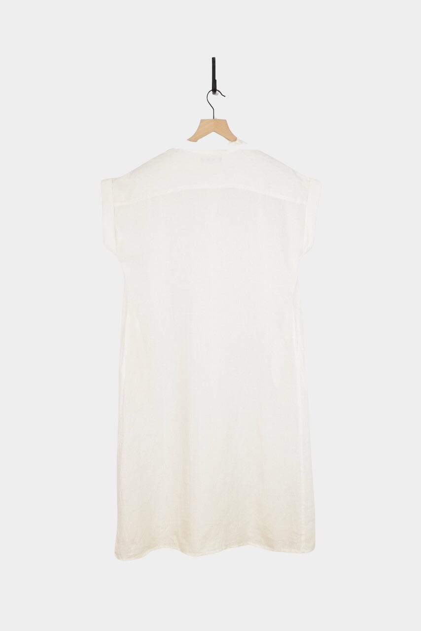 Ichi Antiquités - Linen Dungaree Dress - White - Dresses - YUCCA, artistic clothing for women, boutique stores near me.
