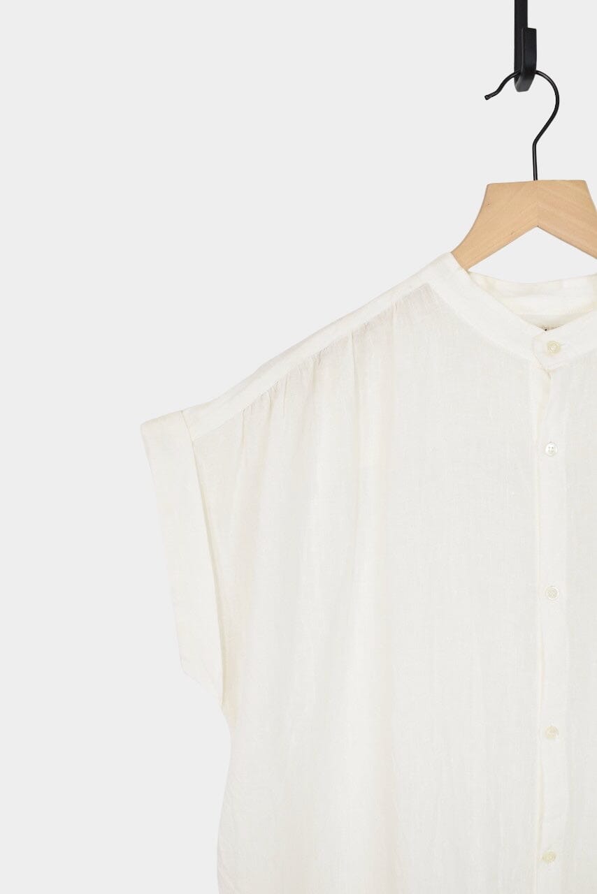 Ichi Antiquités - Linen Dungaree Dress - White - Dresses - YUCCA, artistic clothing for women, boutique stores near me.