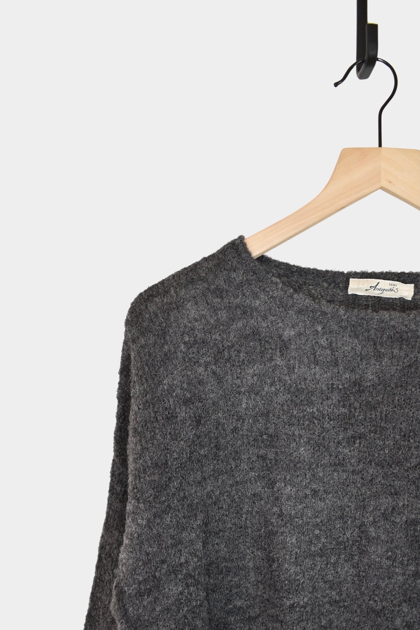 Ichi Antiquites - Peru Knit Boucle Sweater - Charcoal - Knitwear - YUCCA, Japanese clothing for women, at the moment clothes.