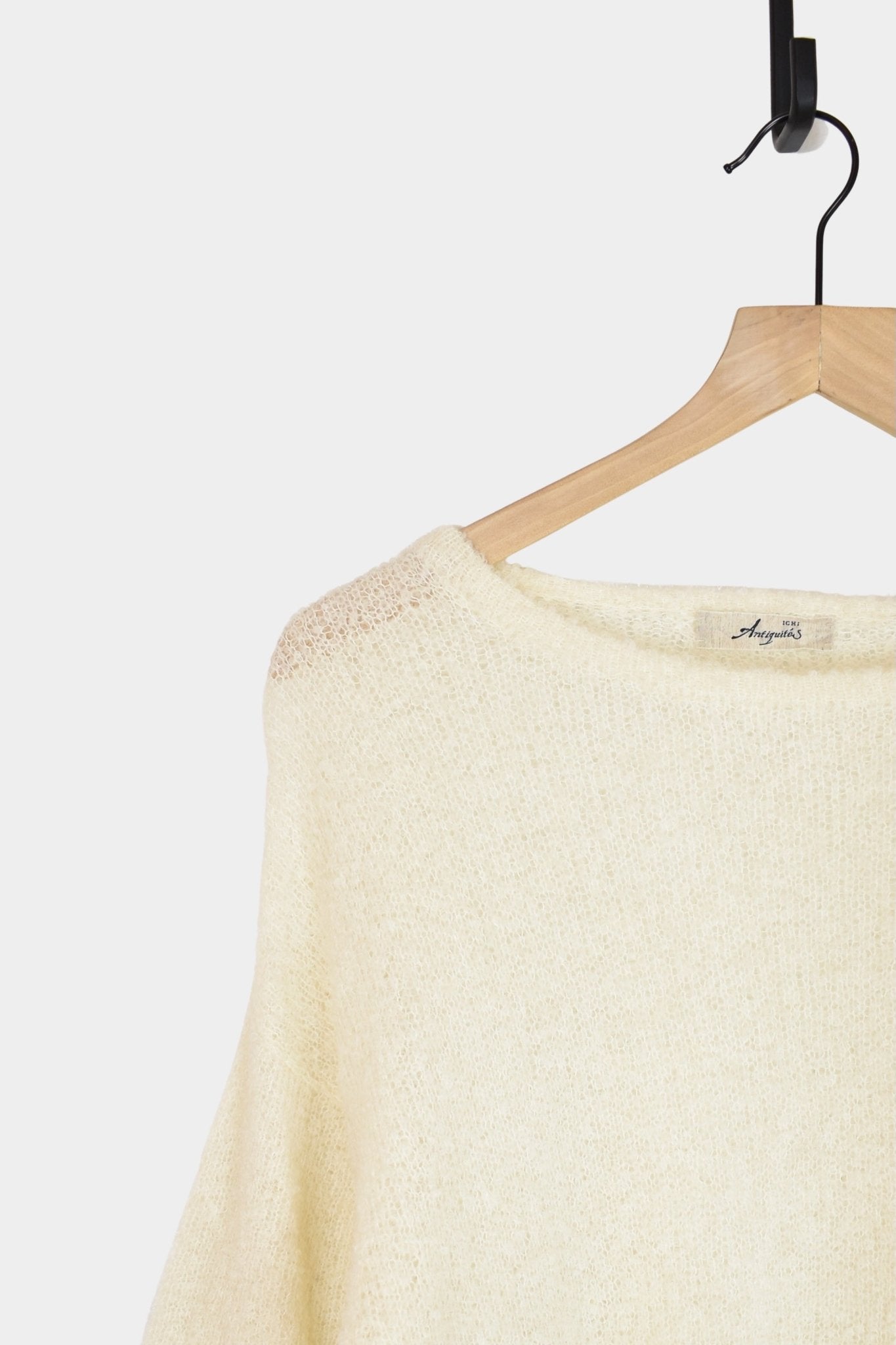 Ichi Antiquites - Peru Knit Boucle Sweater - White - Knitwear - YUCCA, ageless fashion, Japanese clothing for women.