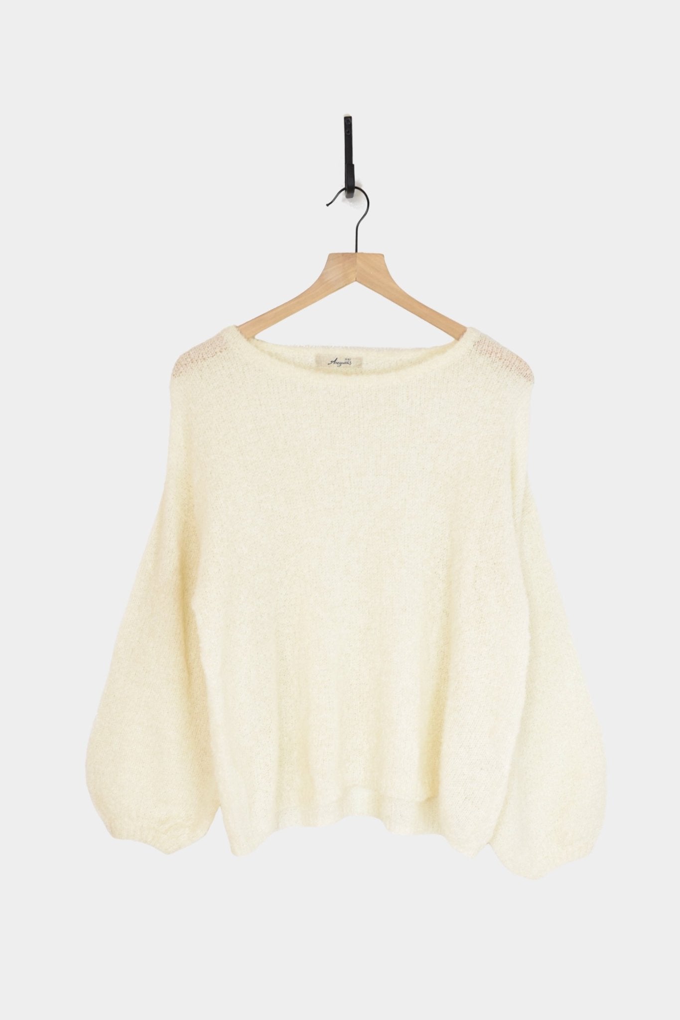 Ichi Antiquites - Peru Knit Boucle Sweater - White - Knitwear - YUCCA, ageless fashion, Japanese clothing for women.