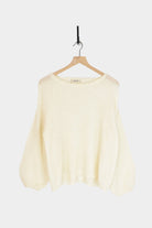 Ichi Antiquites - Peru Knit Boucle Sweater - White - Knitwear - YUCCA, ageless fashion, Japanese clothing for women.