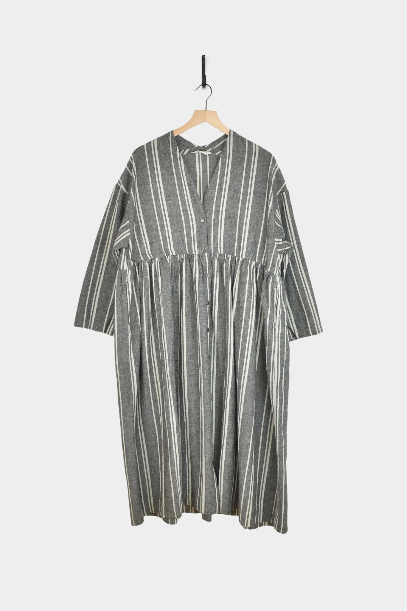 Ichi Antiquités - Random Stripe Dress - Gray - YUCCA, high quality capsule wardrobe, boutiques denver, elevated basics.