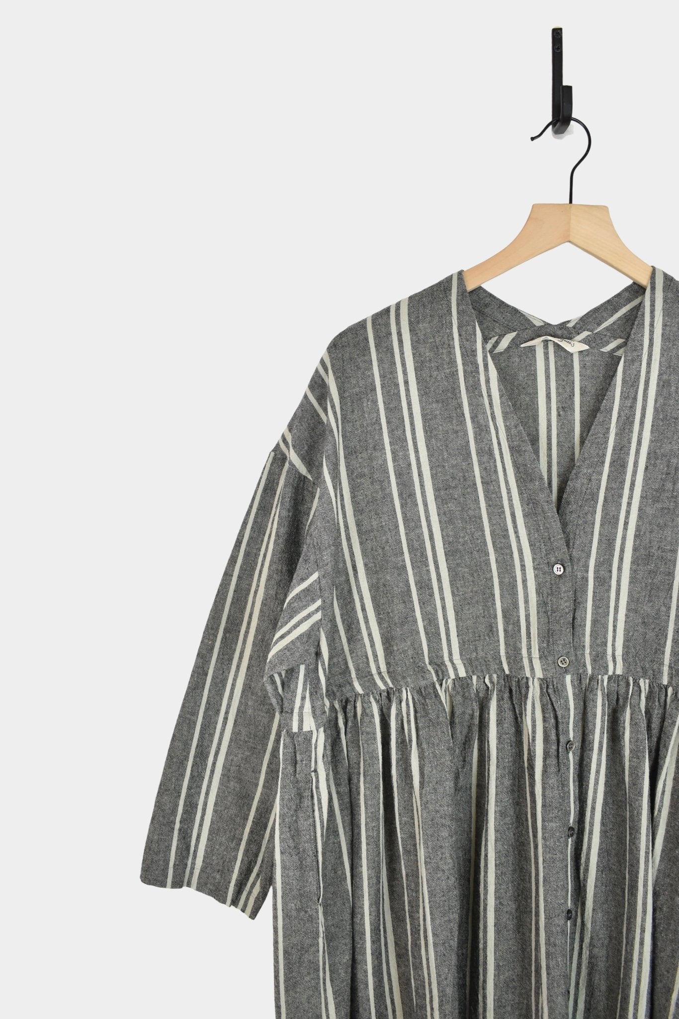 Ichi Antiquités - Random Stripe Dress - Gray - YUCCA, high quality capsule wardrobe, boutiques denver, elevated basics.