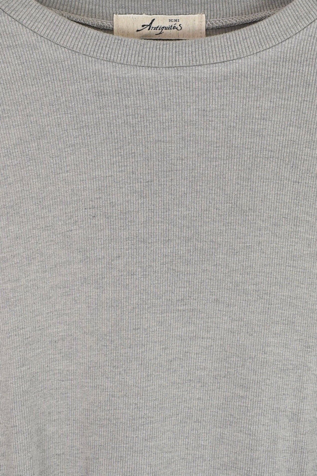 Ichi Antiquités - Rib Crew Neck - Gray - YUCCA, ageless fashion, Japanese clothing for women, at the moment clothes.