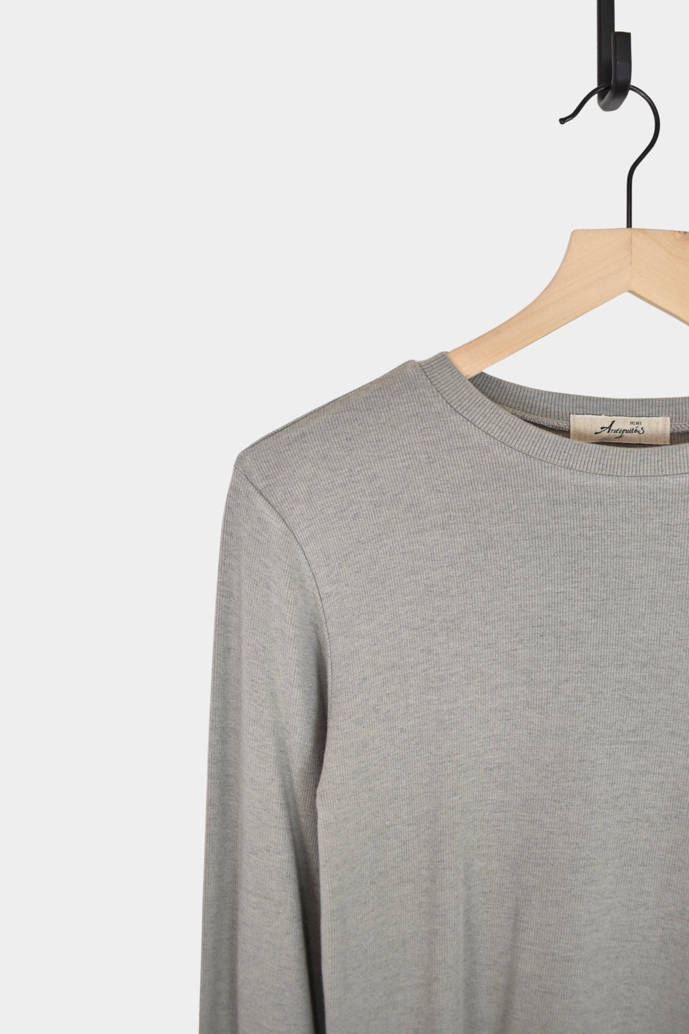 Ichi Antiquités - Rib Crew Neck - Gray - YUCCA, ageless fashion, Japanese clothing for women, at the moment clothes.