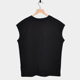 Sleeveless Cotton Knit Pullover, Black