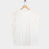 Sleeveless Cotton Knit Pullover, White