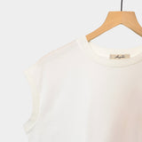 Sleeveless Cotton Knit Pullover, White