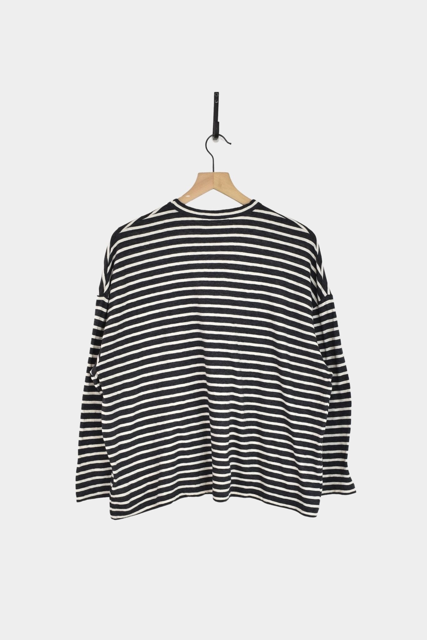 Ichi Antiquités - Stripe Pullover - Charcoal/Ivory - YUCCA, ageless fashion, Japanese clothing for women.