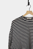Ichi Antiquités - Stripe Pullover - Charcoal/Ivory - YUCCA, ageless fashion, Japanese clothing for women.