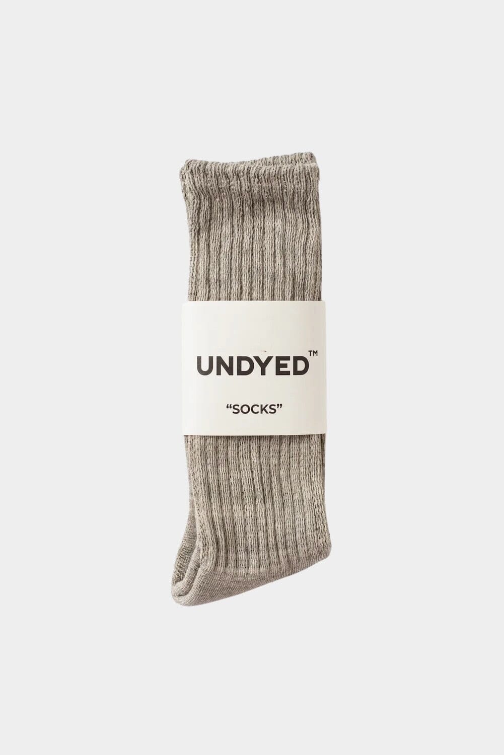 Ichi Antiquités - Undyed Ribbed Cotton Socks - Grey - Socks - YUCCA, cozy socks, Japanese socks, undyed socks.