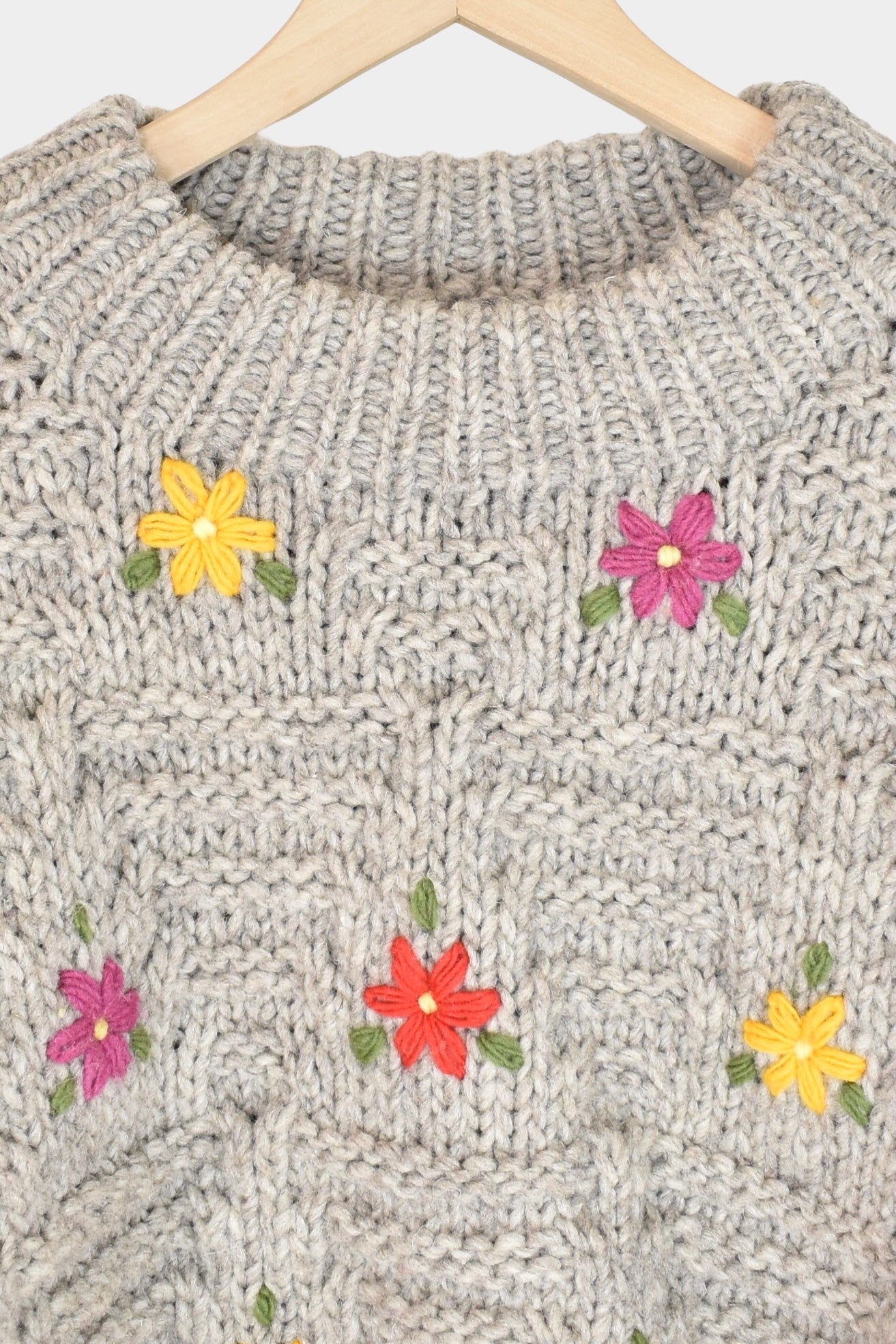 Ichi Antiquités - Wool Hand Knit Pullover - Grey - Knitwear - YUCCA, at the moment clothes.