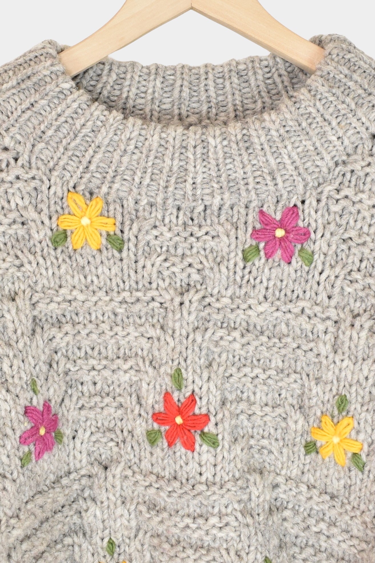 Ichi Antiquités - Wool Hand Knit Pullover - Grey - Knitwear - YUCCA, at the moment clothes.