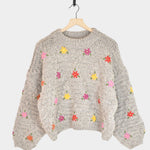 Ichi Antiquités - Wool Hand Knit Pullover - Grey - Knitwear - YUCCA, at the moment clothes.