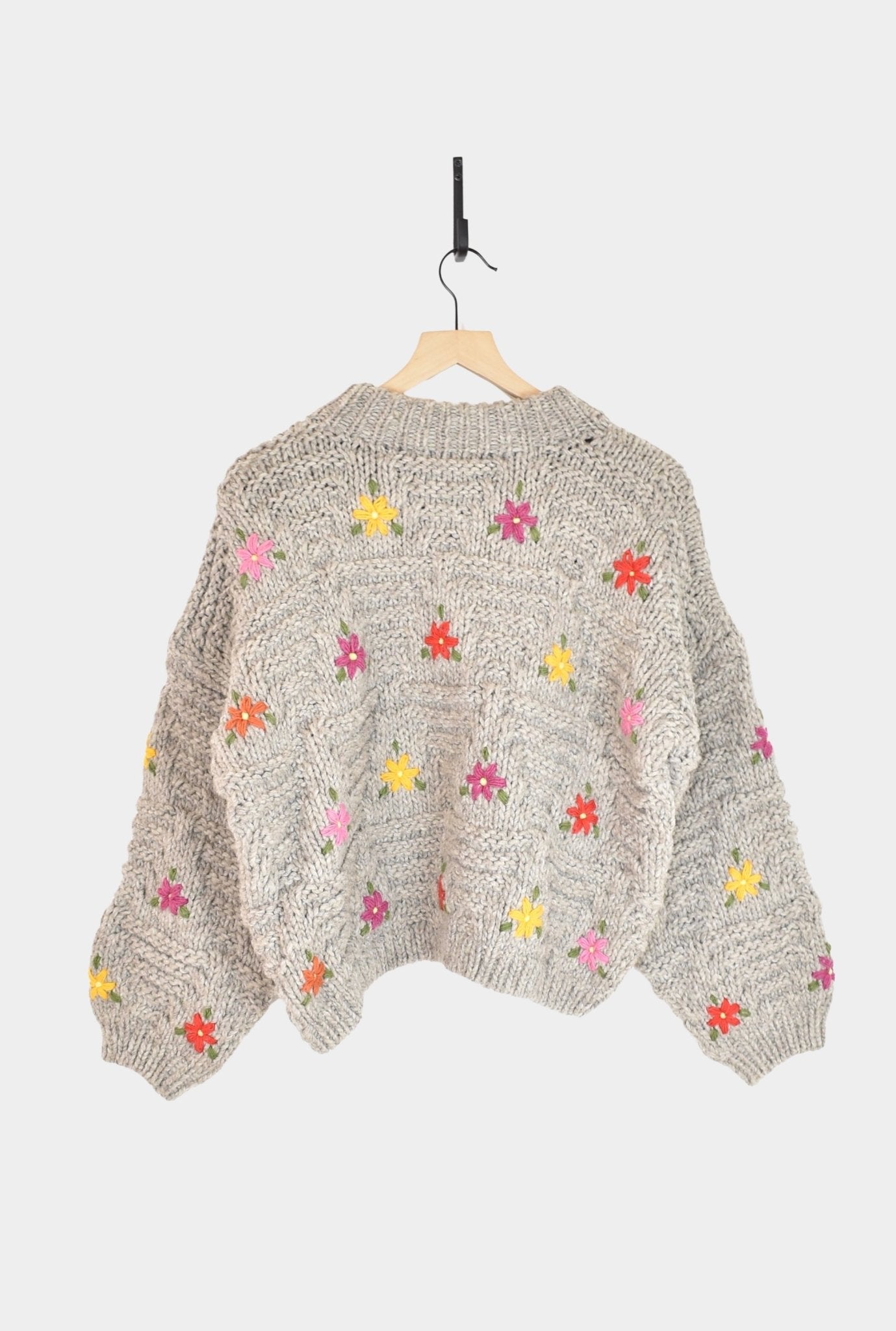 Ichi Antiquités - Wool Hand Knit Pullover - Grey - Knitwear - YUCCA, at the moment clothes.