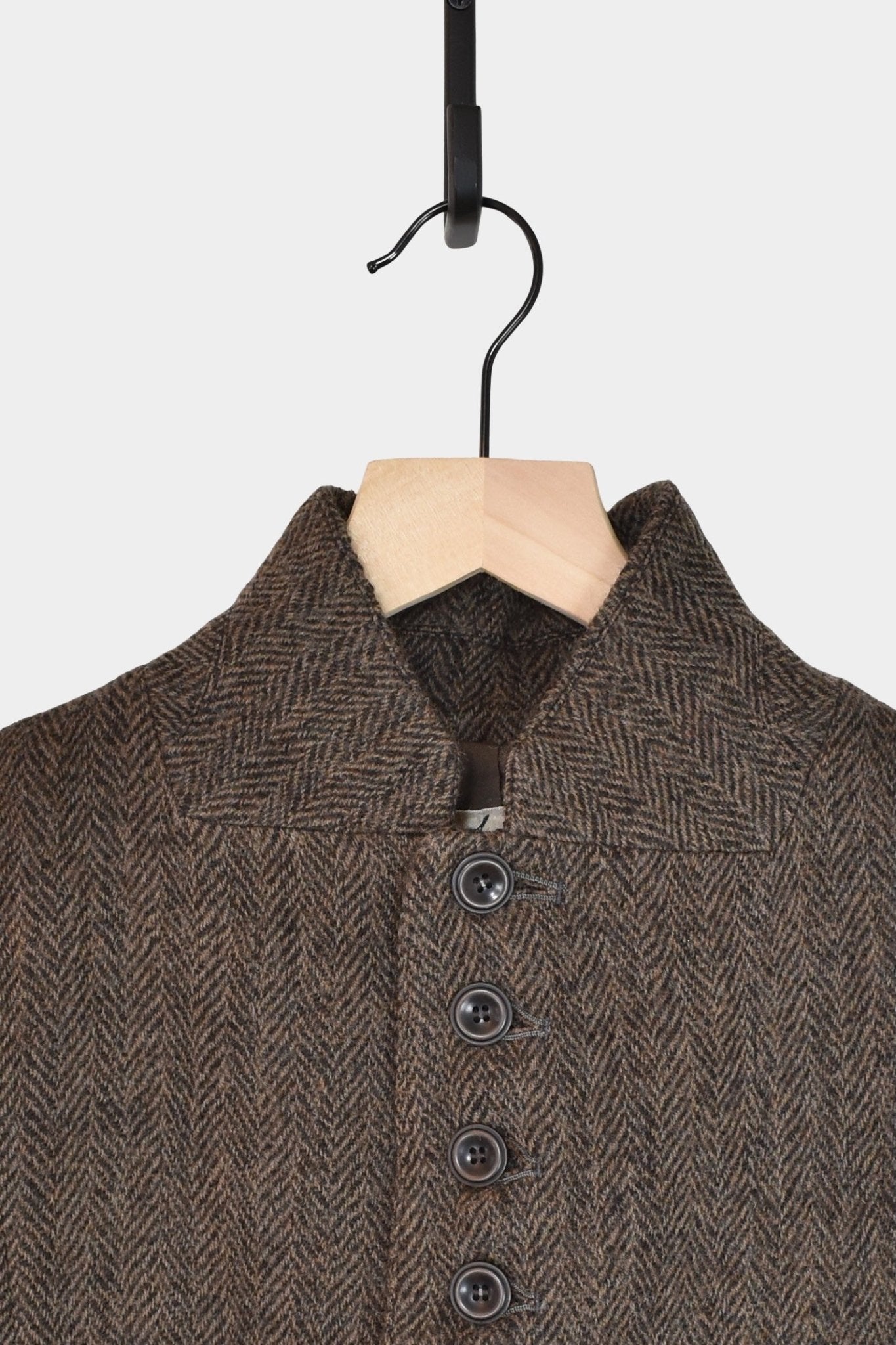 Ichi Antiquites - Wool Herringbone Jacket - Brown - Jackets - YUCCA, ageless fashion, Japanese clothing for women.