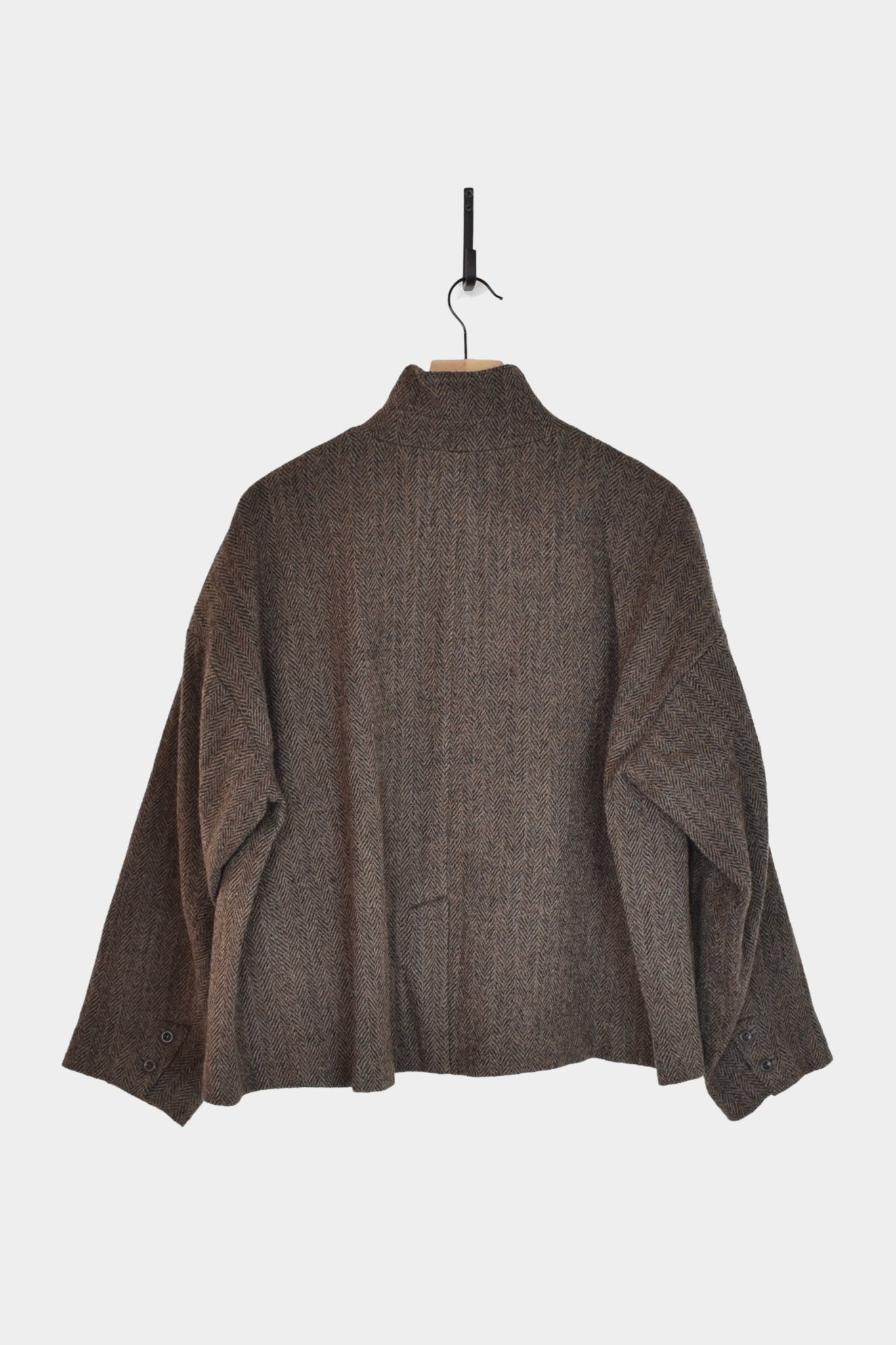 Ichi Antiquites - Wool Herringbone Jacket - Brown - Jackets - YUCCA, ageless fashion, Japanese clothing for women.