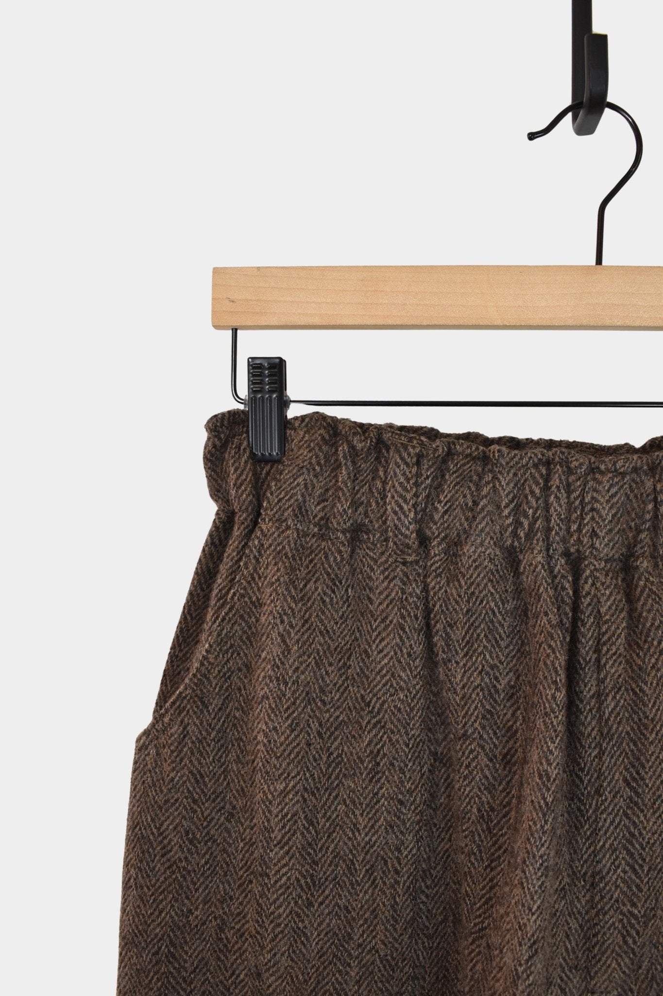 Ichi Antiquites - Wool Herringbone Pants - Brown - Pants - YUCCA, ageless fashion, Japanese clothing for women.