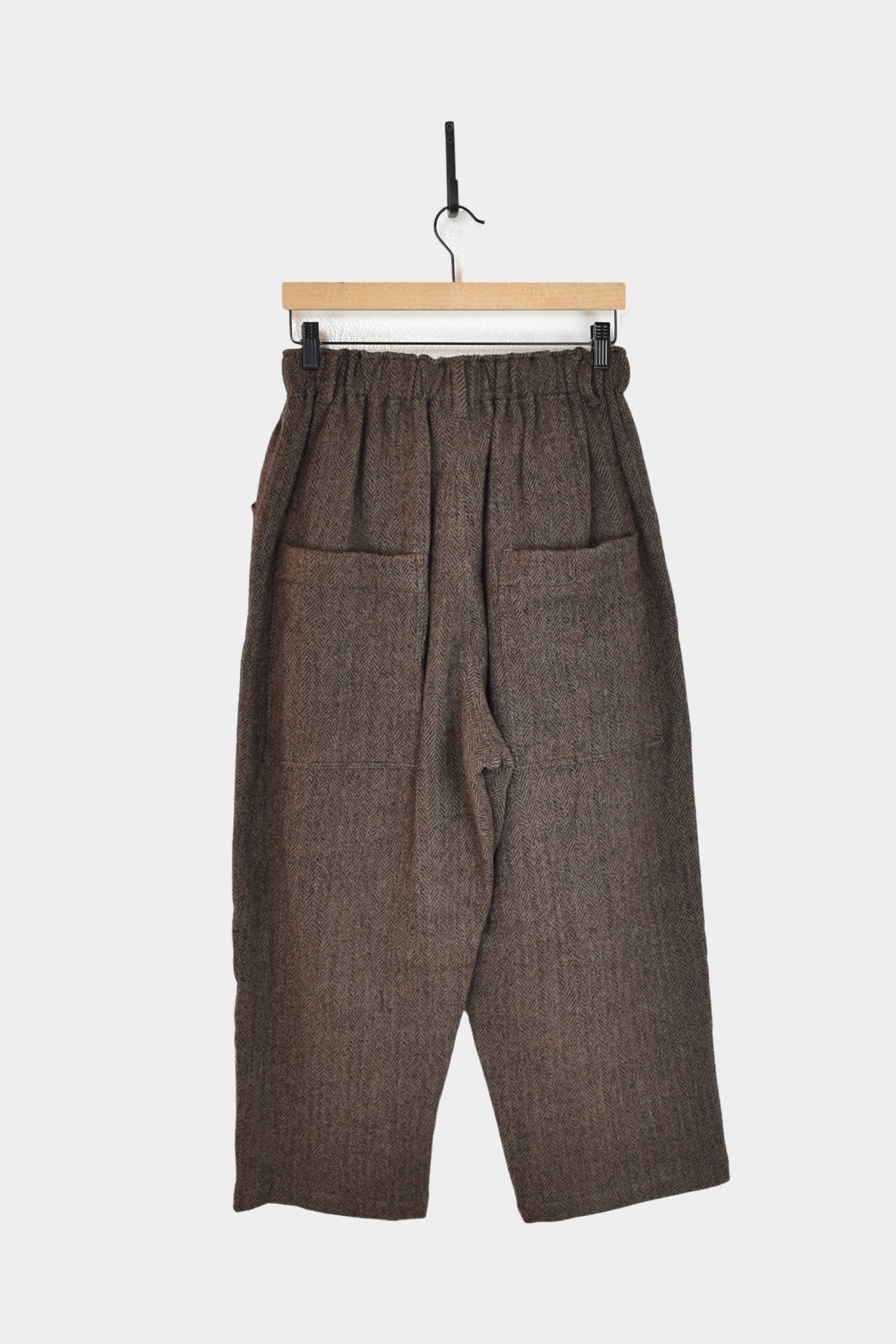Ichi Antiquites - Wool Herringbone Pants - Brown - Pants - YUCCA, ageless fashion, Japanese clothing for women.