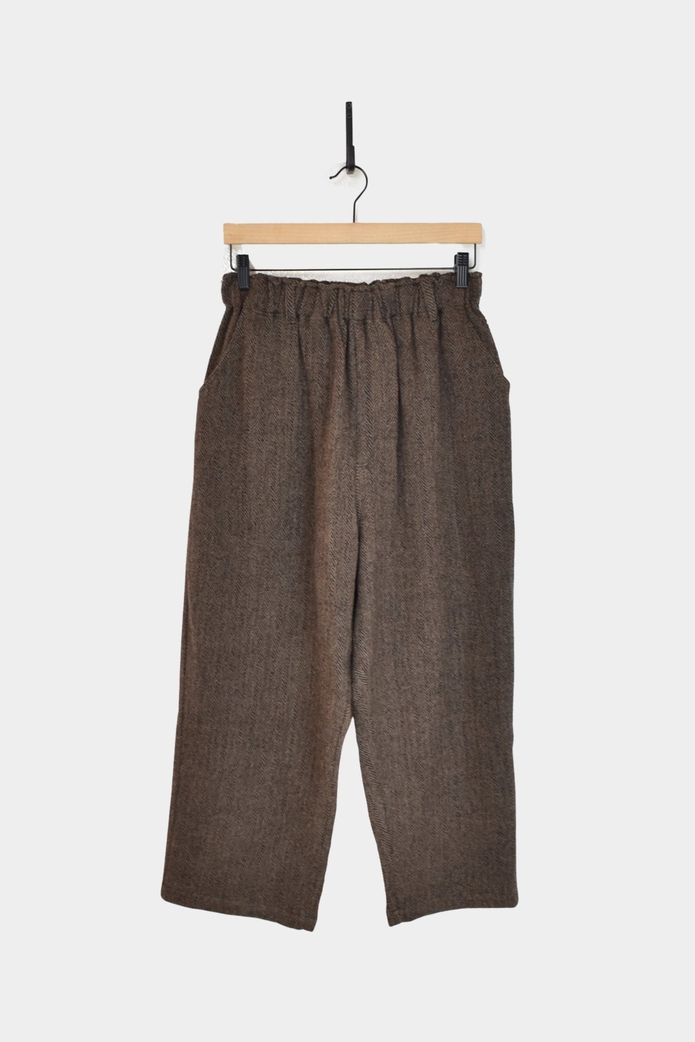 Ichi Antiquites - Wool Herringbone Pants - Brown - Pants - YUCCA, ageless fashion, Japanese clothing for women.