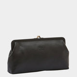 IL BISONTE Manuela leather clutch black angled view