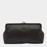 IL BISONTE Manuela leather clutch black front view