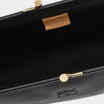 IL BISONTE Manuela leather clutch black open top view