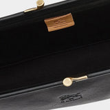 IL BISONTE Manuela leather clutch black open top view
