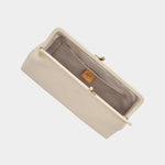 IL BISONTE Manuela leather clutch milk open top view