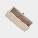 IL BISONTE Manuela leather clutch milk open top view
