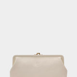 IL BISONTE Manuela leather clutch milk front view