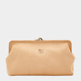 IL BISONTE Manuela leather clutch natural front view