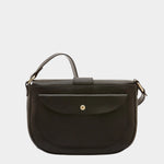 IL BISONTE structured leather crossbody bag black back view strap